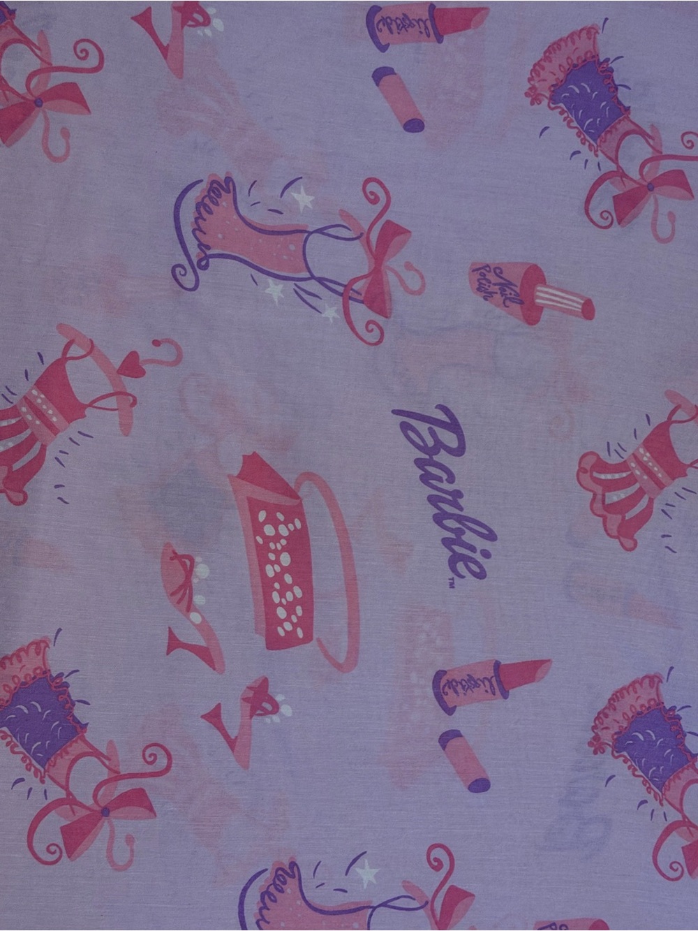 Vintage Barbie Twin Flat Sheet Y2K Pink Fashion Makeup Bedroom Decor 2002 - Picture 4 of 5